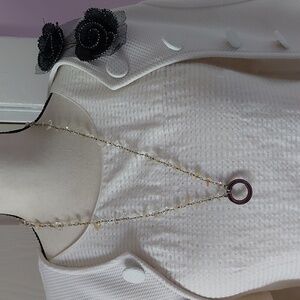 Linked Chipped Quartz Statement Necklace with Silver Tone Pendant